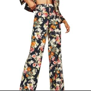 NWT ZARA WOMEN'S FLORAL POPLIN WIDE-LEG TROUSER SZ XS